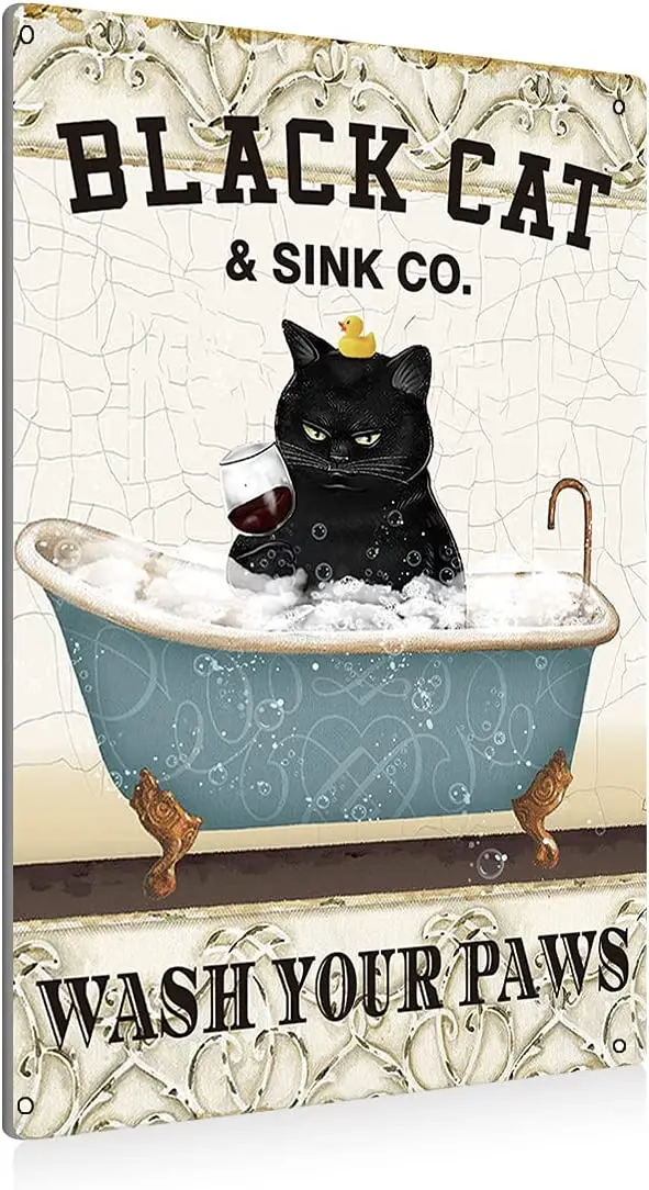 BEASTZHENG Funny Black Cat Bathroom Metal Tin Sign Wall Art Decor - Bathroom Quote Wash Your Paws Sign for Toilet Restroom
BEASTZHENG Funny Black Cat Bathroom Metal Tin Sign Wall Art Decor - Bathroom Quote Wash Your Paws Sign for Toilet Restroom