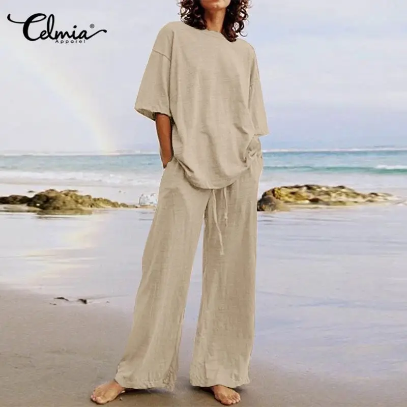 Celmia 2022 элегантные женские брючные комплекты Летняя мода с коротким рукавом и круглым вырезом топ с широкими штанинами комплект из 2 предмет...
Celmia 2022 элегантные женские брючные комплекты Летняя мода с коротким рукавом и круглым вырезом топ с широкими штанинами комплект из 2 предмет...