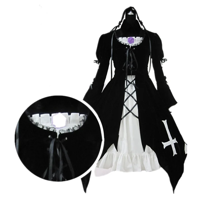 

Anime Rozen Maiden Cosplay Costume Suigintou Mercury Lampe Cosplay Costumes Velvet Dress Full set