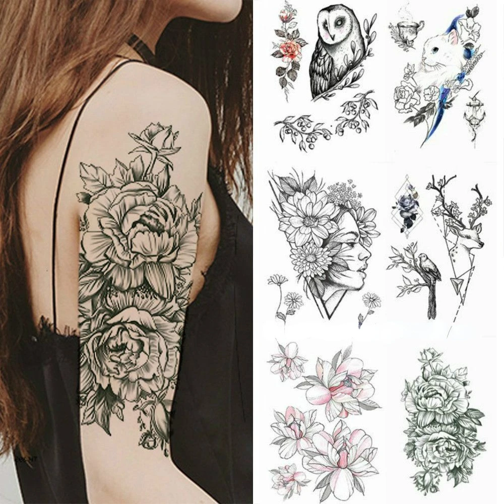 Fashion Lasting Temporary Tattoo Sticker Rose Flower Animal Pattern Women Girl Waterproof Design Full Arm Body Art Fake Tattoos
Fashion Lasting Temporary Tattoo Sticker Rose Flower Animal Pattern Women Girl Waterproof Design Full Arm Body Art Fake Tattoos