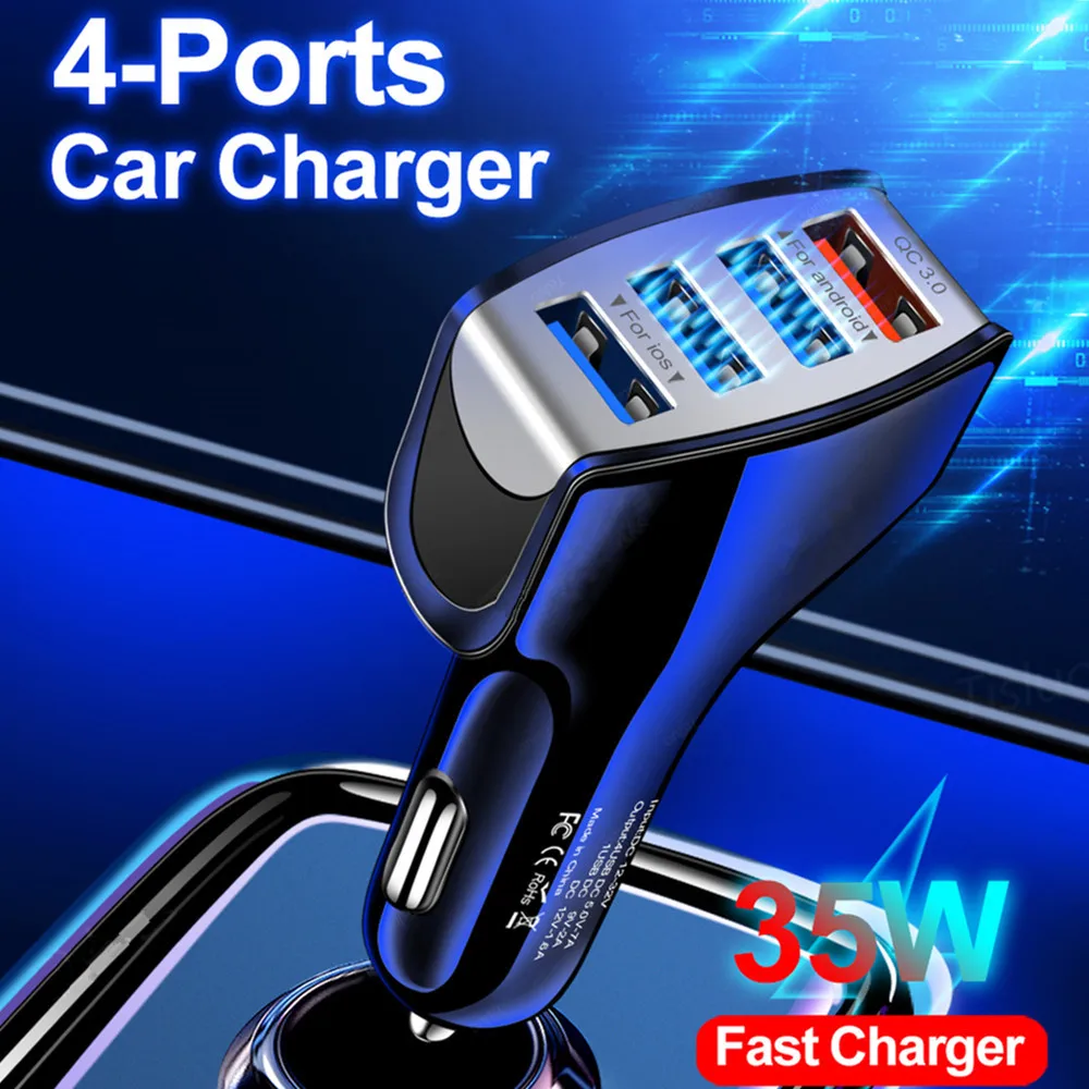 Оригинальное автомобильное зарядное устройство с 4 портами USB адаптер QC 3,0 Быстрая зарядка для iPad iPhone 12 13 Pro Max 11 8 Plus XS аксессуары для iPad 
Оригинальное автомобильное зарядное устройство с 4 портами USB адаптер QC 3,0 Быстрая зарядка для iPad iPhone 12 13 Pro Max 11 8 Plus XS аксессуары для iPad