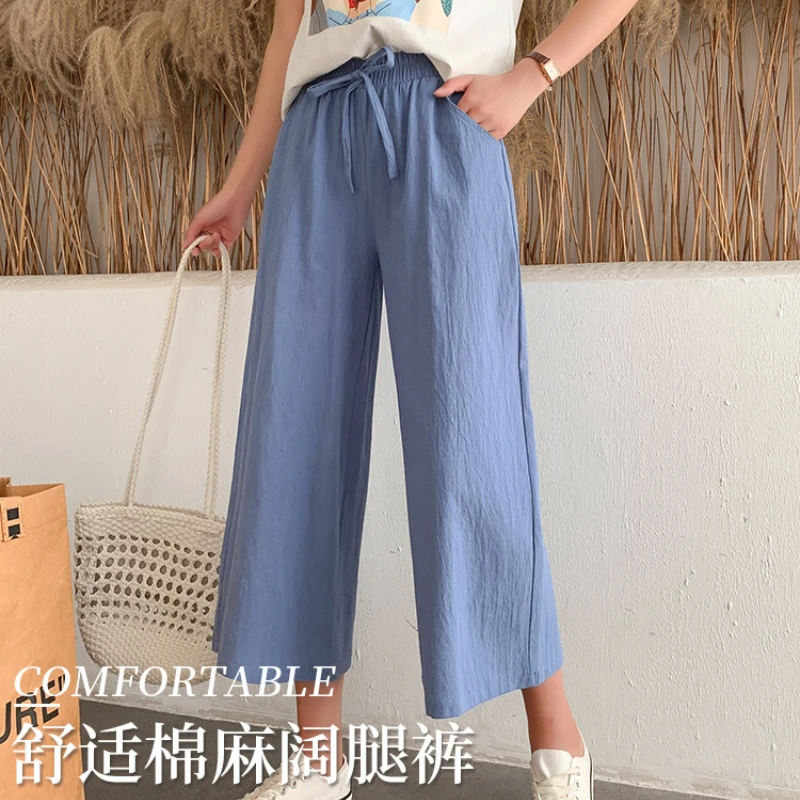 Spring Simple Casual Pants Women Cotton Linen Pants Solid Color Calf Length Pants Office Elastic Waist Trousers Mujer Pantalones
Spring Simple Casual Pants Women Cotton Linen Pants Solid Color Calf Length Pants Office Elastic Waist Trousers Mujer Pantalones