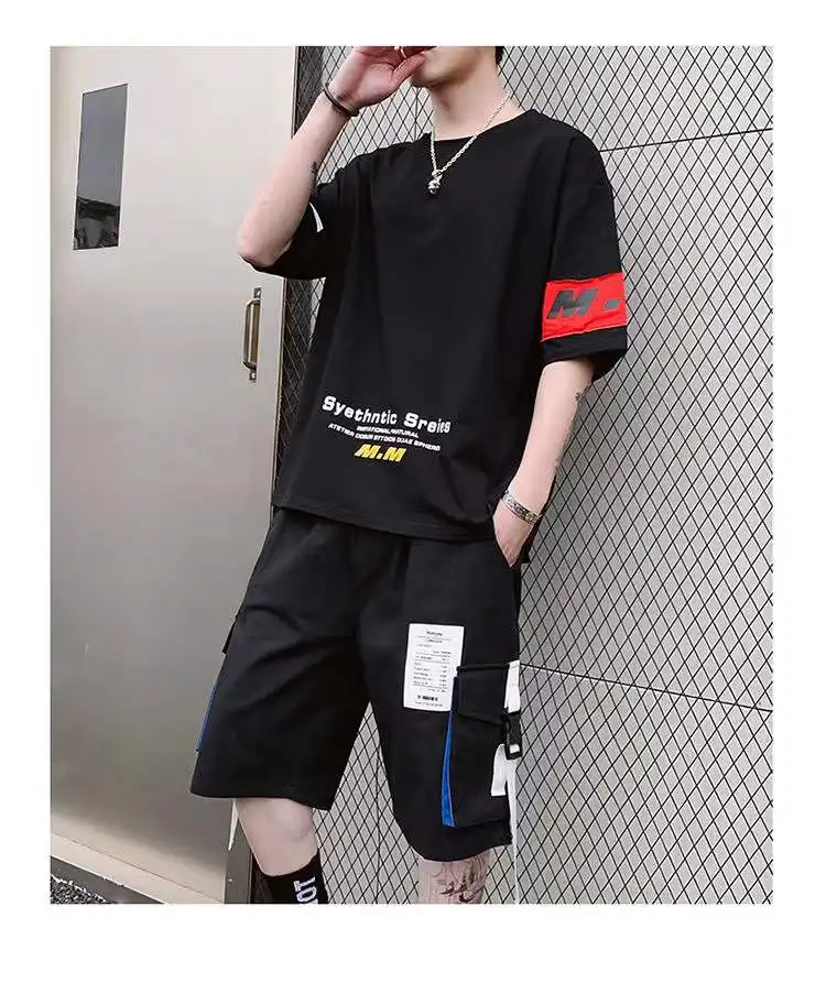 Summer short sleeved shorts British element casual wear T-shirt tooling shorts fashion trend casual handsome two-piece set
Summer short sleeved shorts British element casual wear T-shirt tooling shorts fashion trend casual handsome two-piece set
