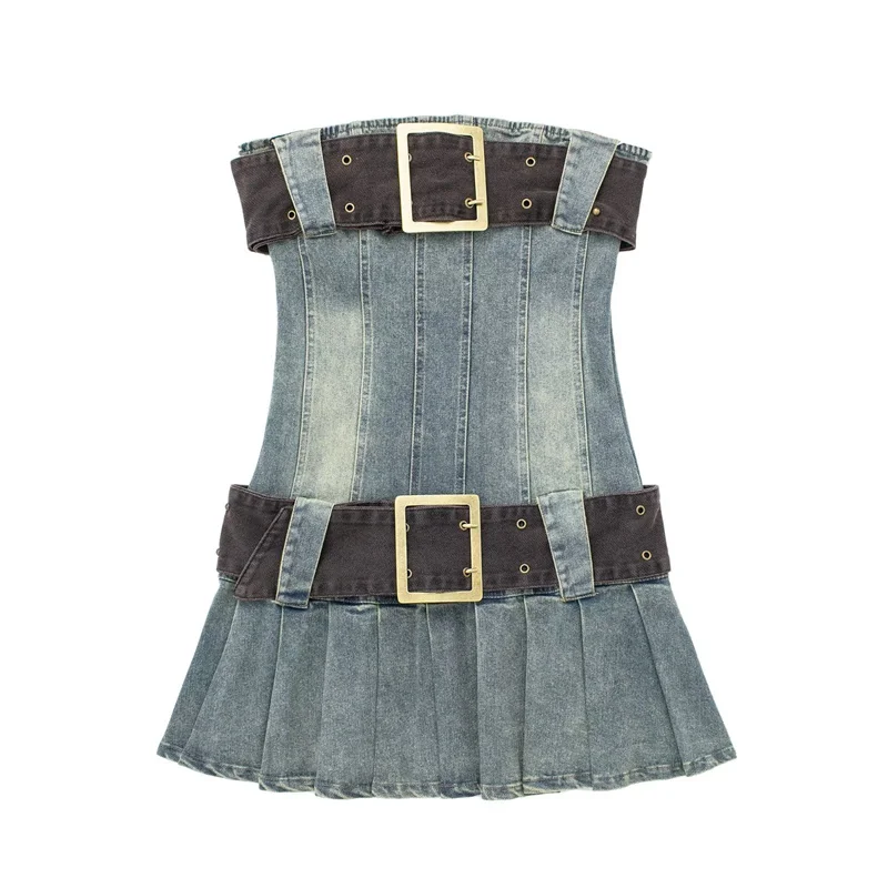 Girls Y2k Slim Strapless Mini Denim Dress 2023 Summer Female Fashion Belt A-line Short Dress High Street Backless Dresses
Girls Y2k Slim Strapless Mini Denim Dress 2023 Summer Female Fashion Belt A-line Short Dress High Street Backless Dresses