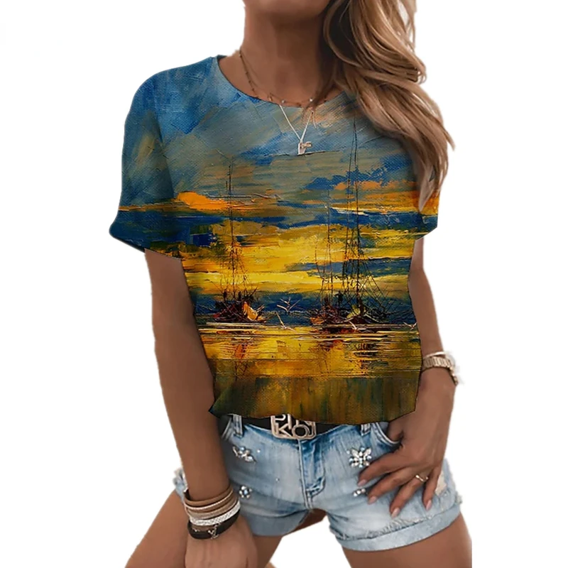 New Summer Ocean Landscape 3D Print Women's T Shirt Casual Street O-Neck Crop Top Plus Size XXS-6XL For Elderly Elegant Lady
New Summer Ocean Landscape 3D Print Women's T Shirt Casual Street O-Neck Crop Top Plus Size XXS-6XL For Elderly Elegant Lady