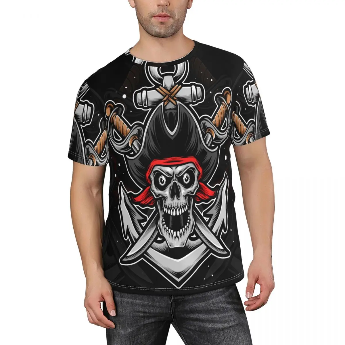 Футболка мужская Гибкая с коротким рукавом, мягкая тенниска с черепом, пиратом, мечом и якорем, повседневная майка, лето
Футболка мужская Гибкая с коротким рукавом, мягкая тенниска с черепом, пиратом, мечом и якорем, повседневная майка, лето