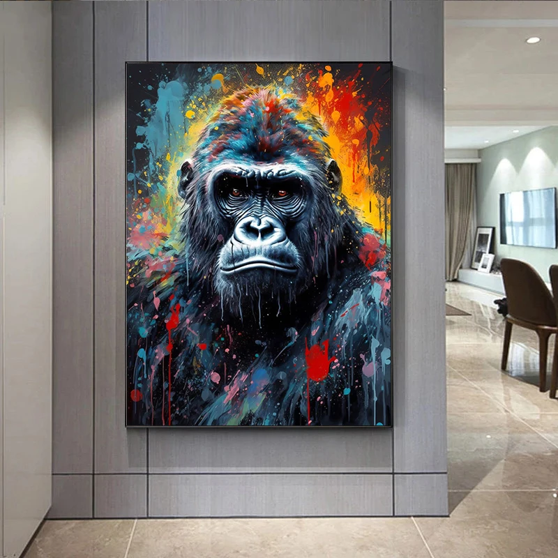 

Abstract Animal Monkey Lion Tiger Portrait Watercolor Canvas Painting Poster and Prints Graffiti Wall Art Picture for Home Decor