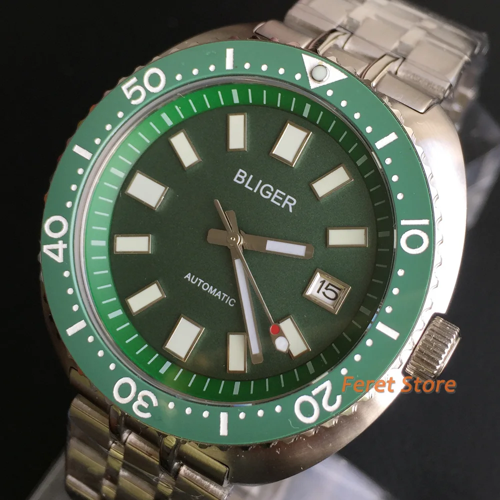 BLIGER New 43mm Men Luxury NH35 Automatic Mechanical Wrist Watch Stainless Steel Sapphire Glass Green dial 100m Waterproof Watch
BLIGER New 43mm Men Luxury NH35 Automatic Mechanical Wrist Watch Stainless Steel Sapphire Glass Green dial 100m Waterproof Watch
