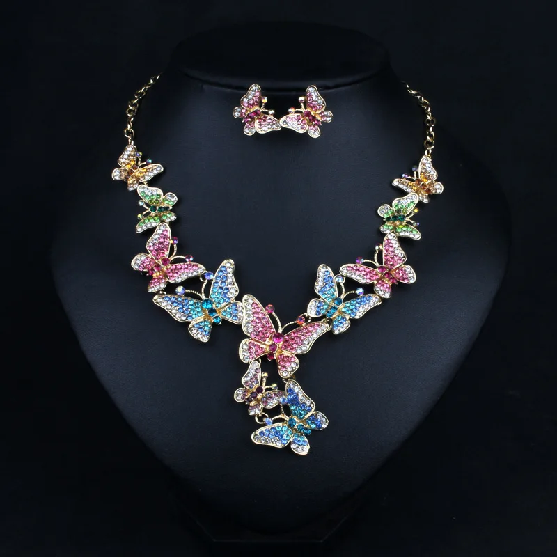 Jewelry Hot Sale Colorful Butterfly Bridal Jewelry Set Perfect Rhinestone Crystal Wedding Necklace with Earring for Women Bijoux
Jewelry Hot Sale Colorful Butterfly Bridal Jewelry Set Perfect Rhinestone Crystal Wedding Necklace with Earring for Women Bijoux
