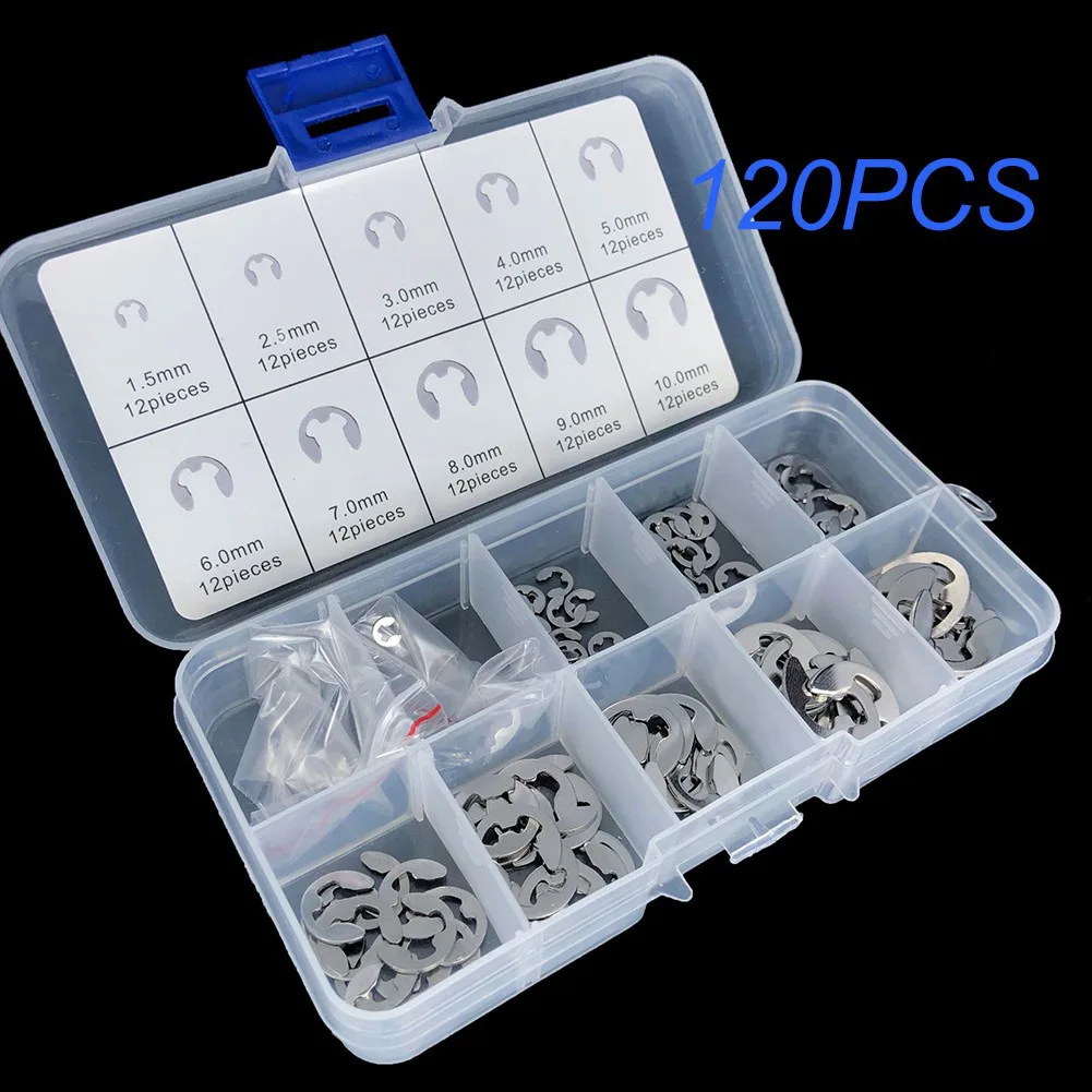 120 Pcs Stainless Steel Electronic Clip Stainless Steel E Clips Kit Retaining Ring Assorted M1.5 - M10mm Mechanical Repair Parts
120 Pcs Stainless Steel Electronic Clip Stainless Steel E Clips Kit Retaining Ring Assorted M1.5 - M10mm Mechanical Repair Parts