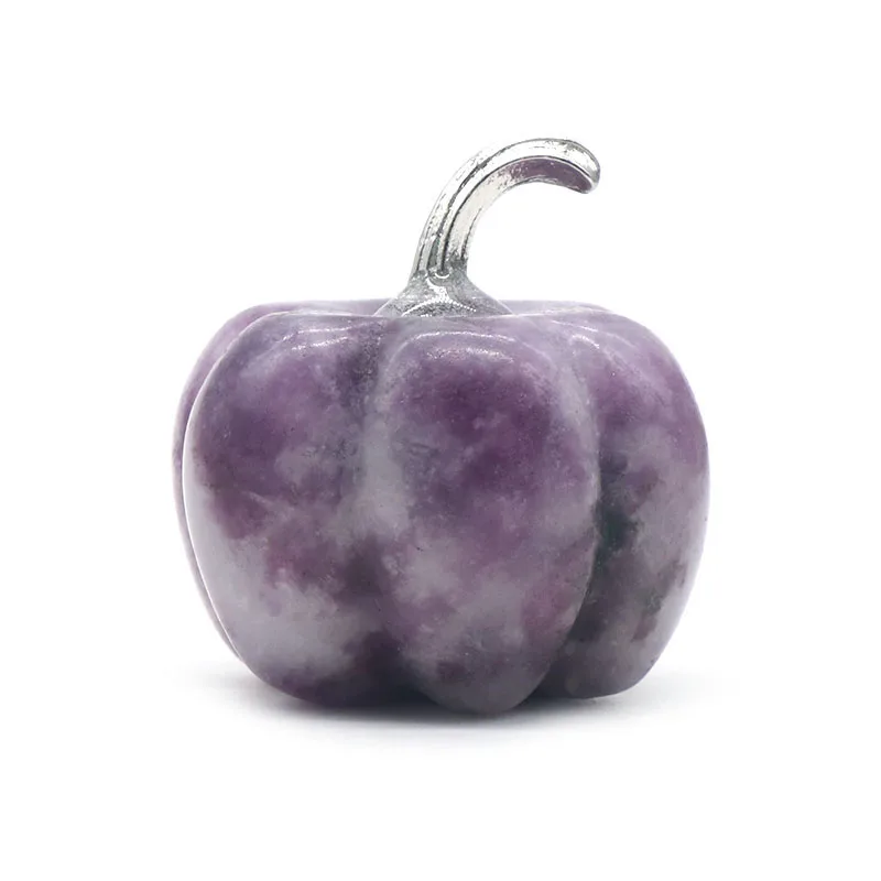 

Lepidolite 1.2Inch Gemstone Pumpkins Figurines Crafts Handmade Carved Polished For Home office Decoration Gifts