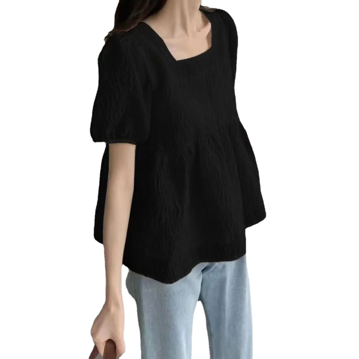 Новинка лета 2023, рубашка с квадратным воротником и пышными рукавами, женская летняя Свободная рубашка с короткими рукавами, Прямая рубашка с французской текстурой для кукол 
Новинка лета 2023, рубашка с квадратным воротником и пышными рукавами, женская летняя Свободная рубашка с короткими рукавами, Прямая рубашка с французской текстурой для кукол