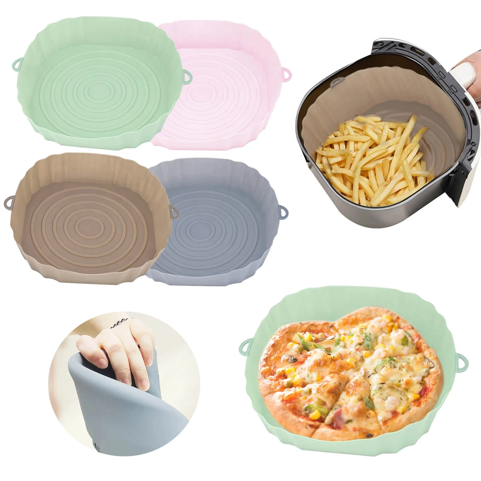 Silicone AirFryer Pot Air Fryers Oven Baking Tray Fried Pizza Chicken Basket Mat Square Round Replacemen Grill Pan Accessories
Silicone AirFryer Pot Air Fryers Oven Baking Tray Fried Pizza Chicken Basket Mat Square Round Replacemen Grill Pan Accessories
