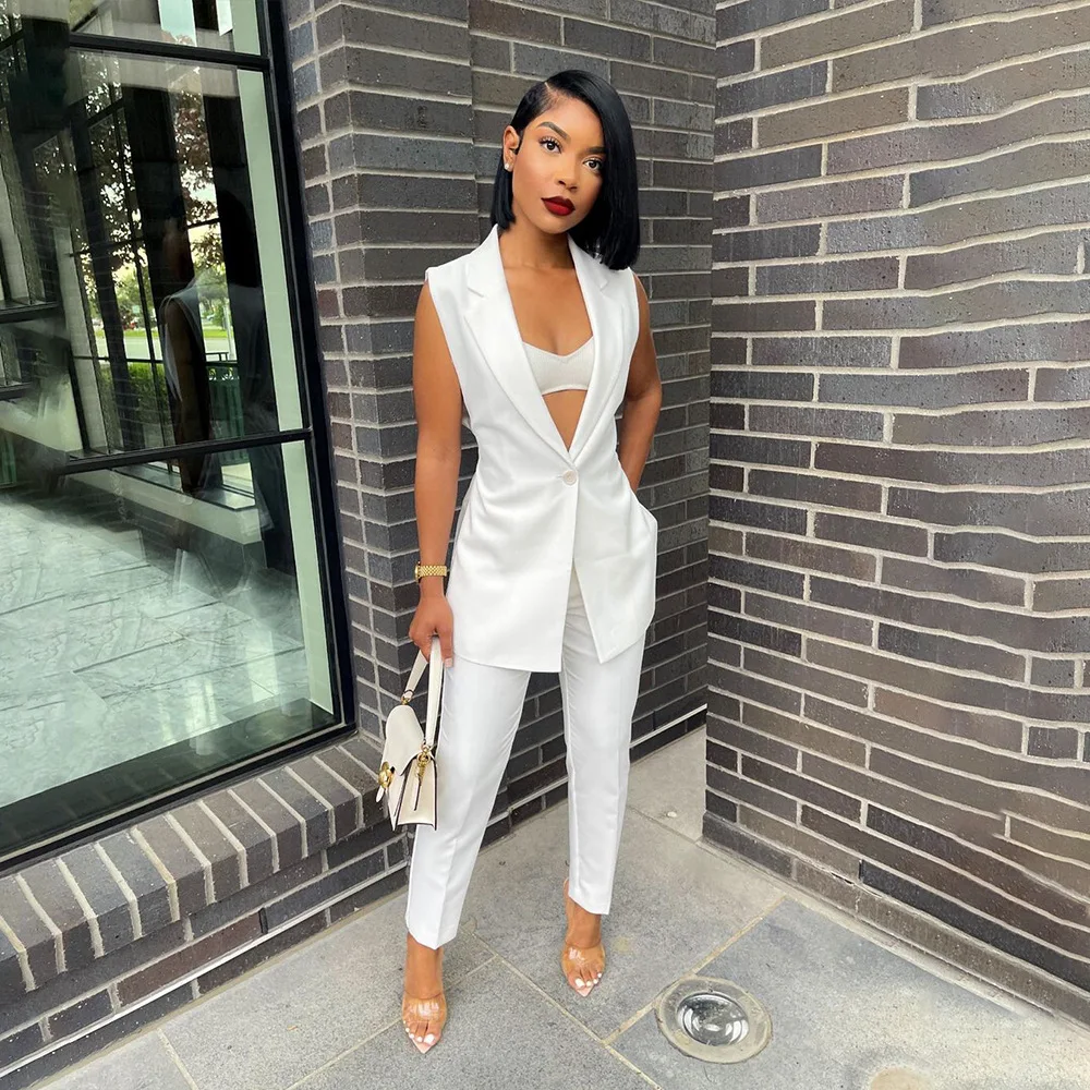 Aniow White OL Suit Sleeveless Blazer Outwear Vest and Pants Two Piece Set Business Office Ladies Suit Women Clothing 2022
Aniow White OL Suit Sleeveless Blazer Outwear Vest and Pants Two Piece Set Business Office Ladies Suit Women Clothing 2022