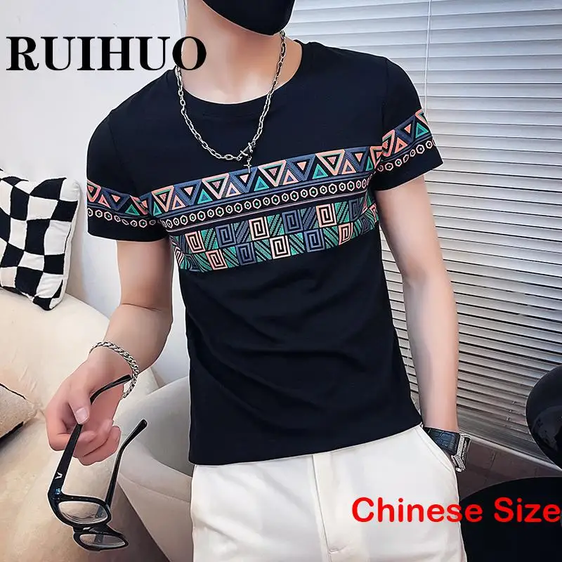 RUIHUO Geometric Men's T-shirts With Free Shipping Sportswear Man Clothes Japanese Fashion T-shirt Short 3XL 2023 Summer
RUIHUO Geometric Men's T-shirts With Free Shipping Sportswear Man Clothes Japanese Fashion T-shirt Short 3XL 2023 Summer