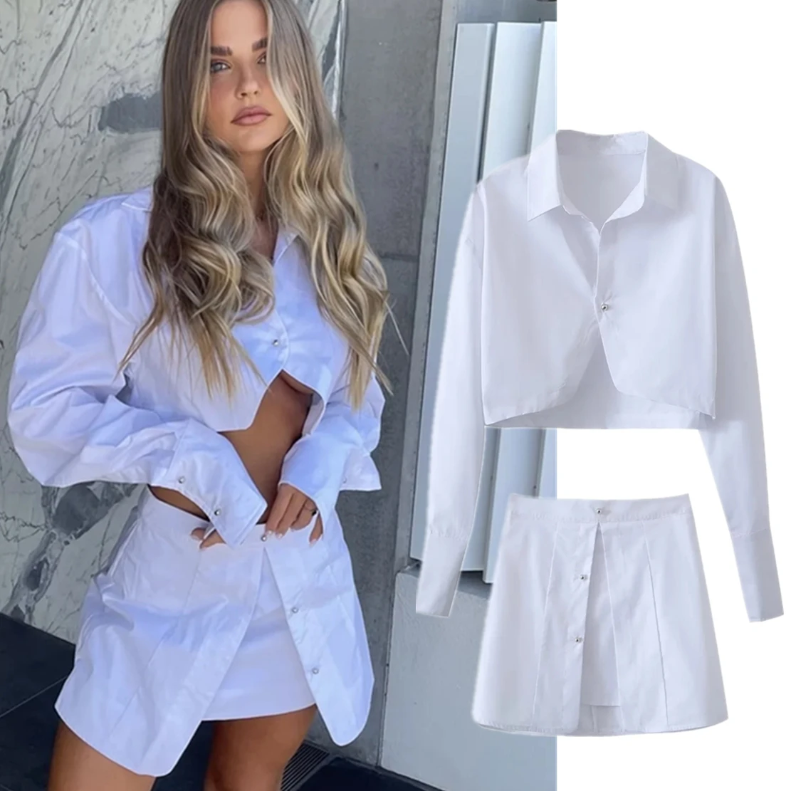 Maxdutti Color High Wasit A-line Mini Skirt Ins Fashion Blogger Retro Short Tops Cotton Shirt White Sets Women
Maxdutti Color High Wasit A-line Mini Skirt Ins Fashion Blogger Retro Short Tops Cotton Shirt White Sets Women