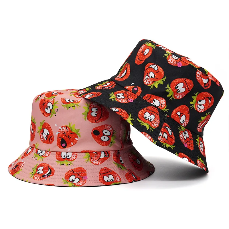 Strawberry Print Panama Reversible Bucket Hat Men Women Summer Bob Hat Hip Hop Gorros Fishing Fisherman Hat Female Bucket Cap
Strawberry Print Panama Reversible Bucket Hat Men Women Summer Bob Hat Hip Hop Gorros Fishing Fisherman Hat Female Bucket Cap