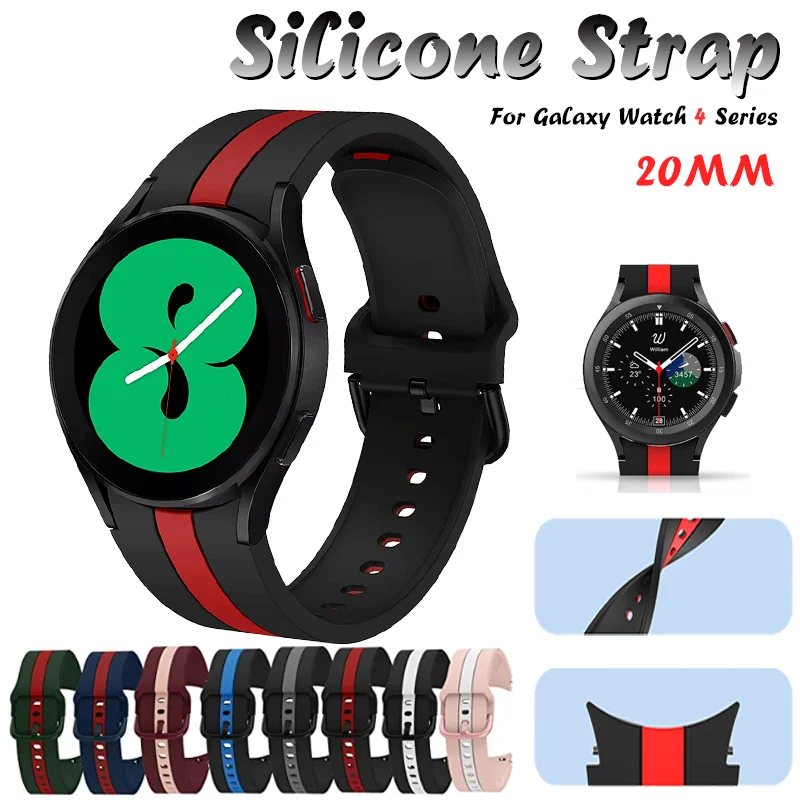 20mm Soft Silicone Strap for Samsung Galaxy Watch 4 40mm 44mm Sport Watch Band for Galaxy Watch 4 Classic 42mm 46mm Metal Buckle
20mm Soft Silicone Strap for Samsung Galaxy Watch 4 40mm 44mm Sport Watch Band for Galaxy Watch 4 Classic 42mm 46mm Metal Buckle