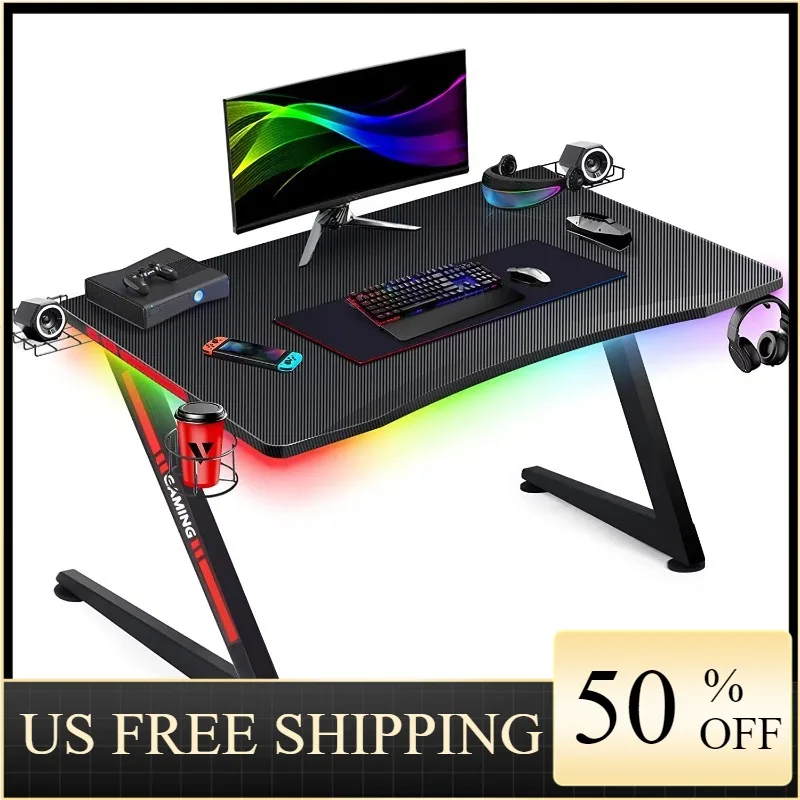 GTRACING Gaming Desk with RGB Lights Z-Shaped Table with Monitor Stand&Carbon Fiber Surface, Black Shop All Desks
GTRACING Gaming Desk with RGB Lights Z-Shaped Table with Monitor Stand&Carbon Fiber Surface, Black Shop All Desks