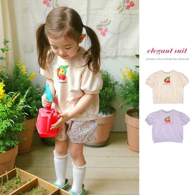Girls T-shirt 2022 Summer New Cotton Cute Puff Sleeve Short-Sleeved Floral Shorts Children's T-shirt Children's Clothing Girl
Girls T-shirt 2022 Summer New Cotton Cute Puff Sleeve Short-Sleeved Floral Shorts Children's T-shirt Children's Clothing Girl