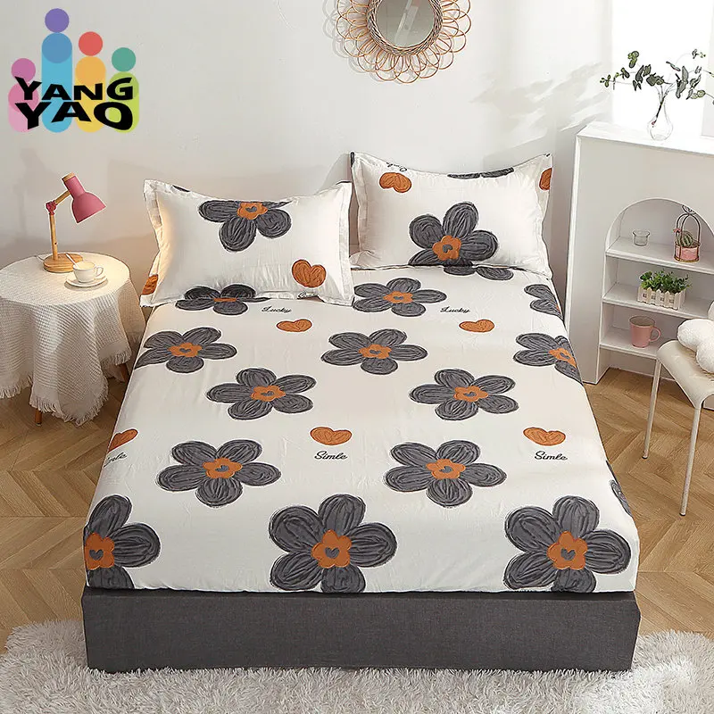 

Yaapeet Fitted Sheet 1pcs 100% Cotton Printing Bed Mattress Set With Four Corners And Elastic Band Sheets