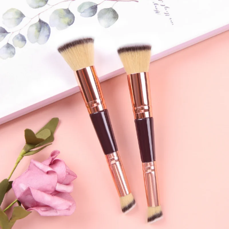 

Double Head Foundation Make-up Brush Flat Head BB Cream Liquid Foundation Makeup Brush Oblique Head Concealer Beauty Brush Tool