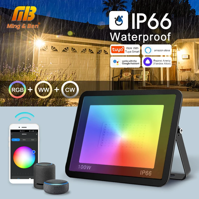 RGB Smart Floodlight Tuya Control with Alexa/Google Led Spotlight 220V 50W100W Waterproof Outdoor Lighting for Garden Home Decor
RGB Smart Floodlight Tuya Control with Alexa/Google Led Spotlight 220V 50W100W Waterproof Outdoor Lighting for Garden Home Decor
