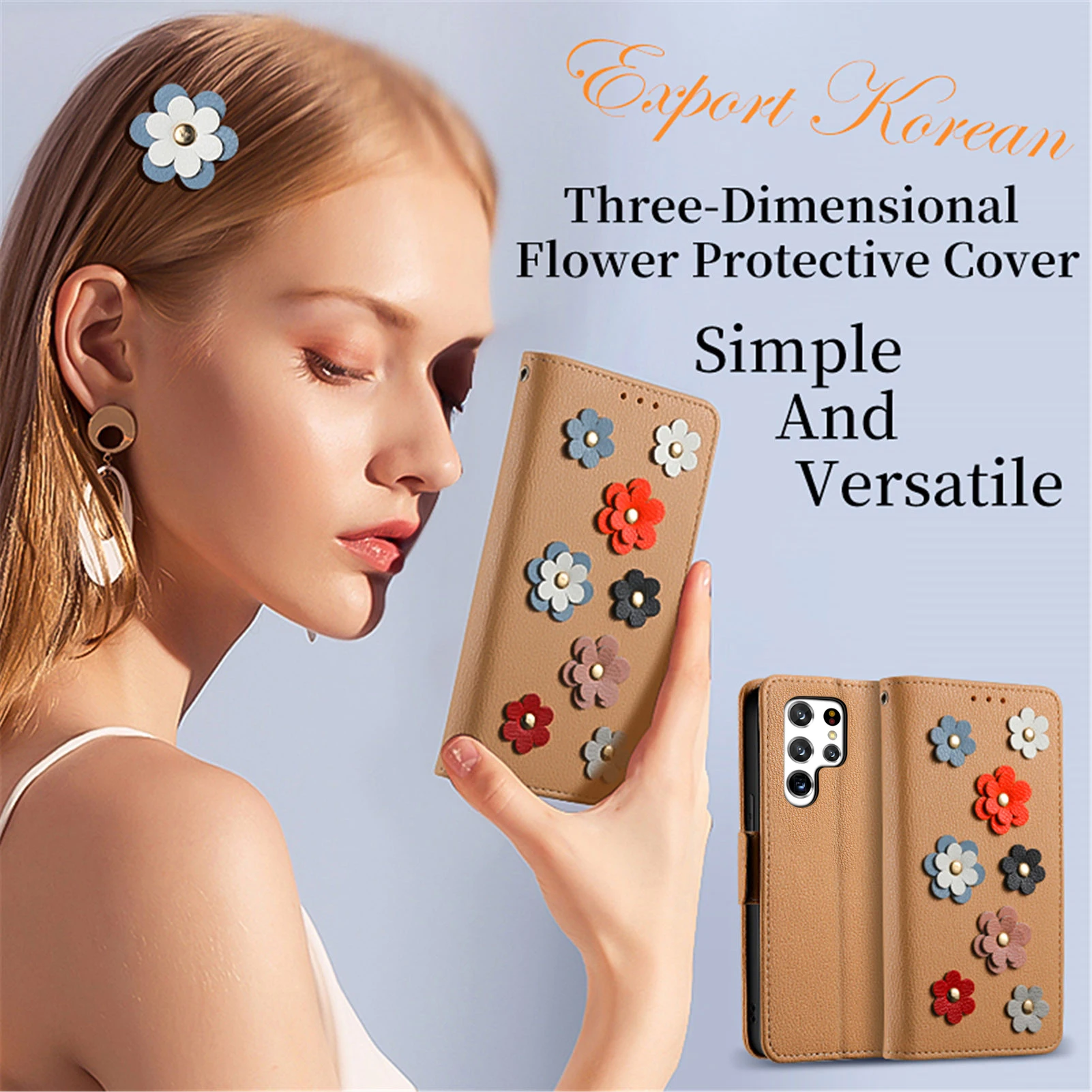 

Leather Flowers Card Wallet Phone Case For Samsung Galaxy S23 S22 S21 S20 FE S10 S9 S8 Note 20 10 Magnetic Horizontal Flip Cover