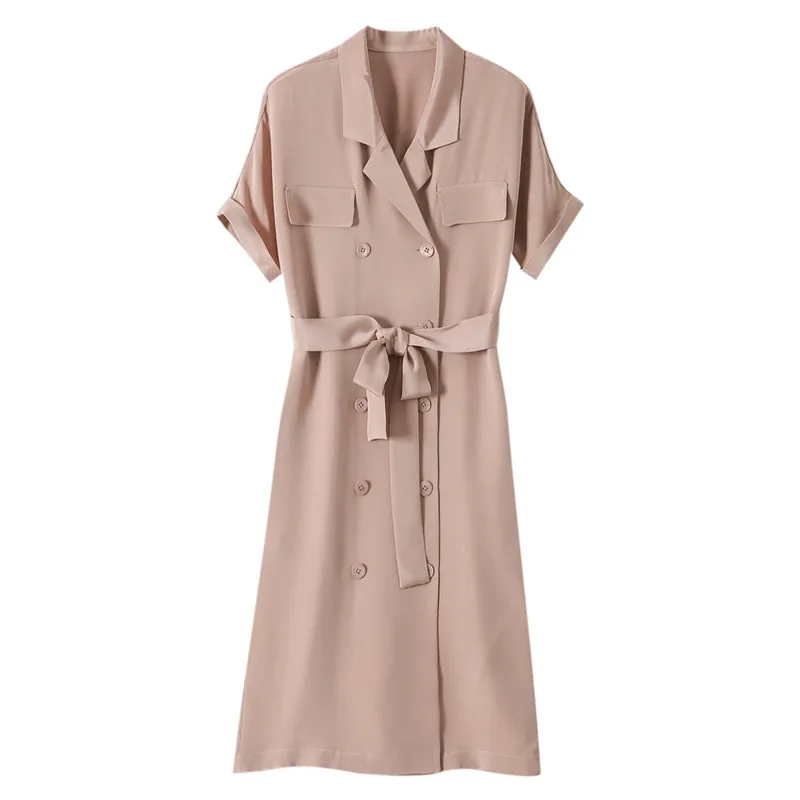 Work Wear Dress 100% Natural Silk 2022 Summer Knee-Length Double Breasted Belt Office Lady Straight Notched Collar Half Sleeve
Work Wear Dress 100% Natural Silk 2022 Summer Knee-Length Double Breasted Belt Office Lady Straight Notched Collar Half Sleeve