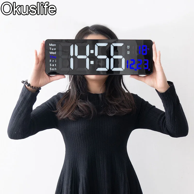 Large Electronic Wall Clock Remote Control Temp Date Power Off Memory Table Clock Wall-mounted Dual Alarms Digital LED Clocks
Large Electronic Wall Clock Remote Control Temp Date Power Off Memory Table Clock Wall-mounted Dual Alarms Digital LED Clocks
