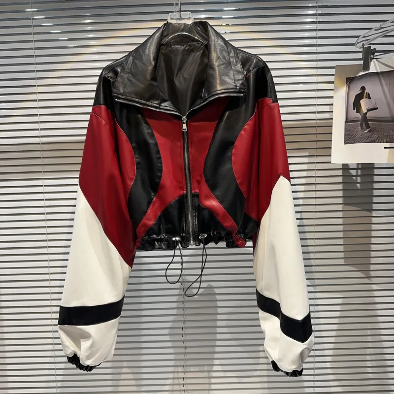 BORVEMAYS Contrasting Colors Jacket PU Leather Street Personality Lapel Long Sleeve Zipper Loose Coat Autumn New 2023 WZ5454
BORVEMAYS Contrasting Colors Jacket PU Leather Street Personality Lapel Long Sleeve Zipper Loose Coat Autumn New 2023 WZ5454