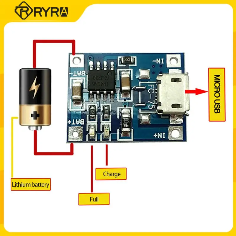 RYRA Type-c/Micro/Mini USB 5V 1A 18650 TP4056 Lithium Battery Charger Module Charging Board With Protection
RYRA Type-c/Micro/Mini USB 5V 1A 18650 TP4056 Lithium Battery Charger Module Charging Board With Protection