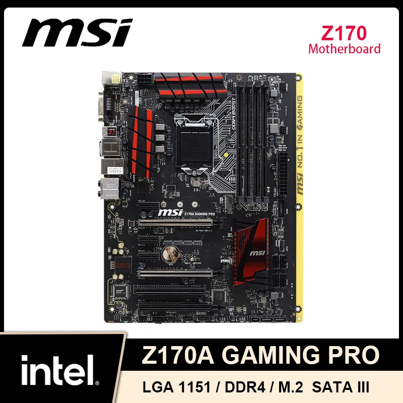 

MSI Z170A GAMING PRO Motherboard LGA 1151 Intel Z170 Core i7 i5 i3 cpus DDR4 2133MHz 64GB PCI-E 3.0 M.2 ATX Desktop Placa-mãe