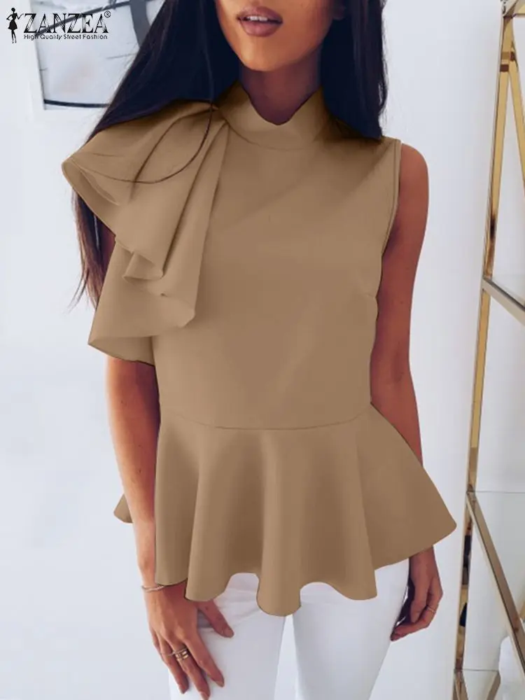 ZANZEA Stylish Womens Tanks 2023 Summer Sleeveless Stand Collar Tops Tees Ruffle Trim Blouse Oversized Shirts Blusas Femininas
ZANZEA Stylish Womens Tanks 2023 Summer Sleeveless Stand Collar Tops Tees Ruffle Trim Blouse Oversized Shirts Blusas Femininas