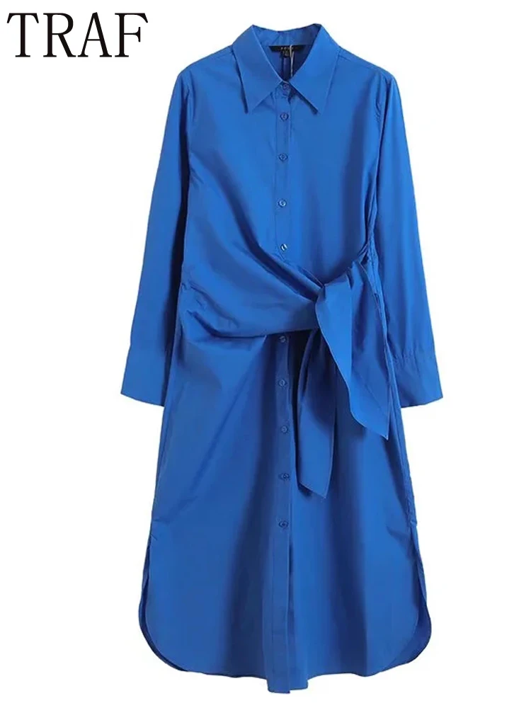 TRAF 2022 Blue Long Dresses Women Button Up Midi Shirt Dress Woman Casual Long Sleeve Dress Spring Loose Knotted Elegant Dresses
TRAF 2022 Blue Long Dresses Women Button Up Midi Shirt Dress Woman Casual Long Sleeve Dress Spring Loose Knotted Elegant Dresses