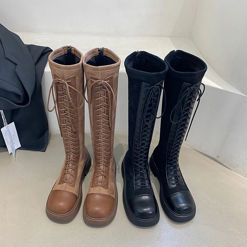 Fashion Women Martin Boots Black Brown Ladies Stretch Shoes Cross Tied Lace Up Back Zipper 2022 New Arrivals Flat Mid Heels Zip
Fashion Women Martin Boots Black Brown Ladies Stretch Shoes Cross Tied Lace Up Back Zipper 2022 New Arrivals Flat Mid Heels Zip