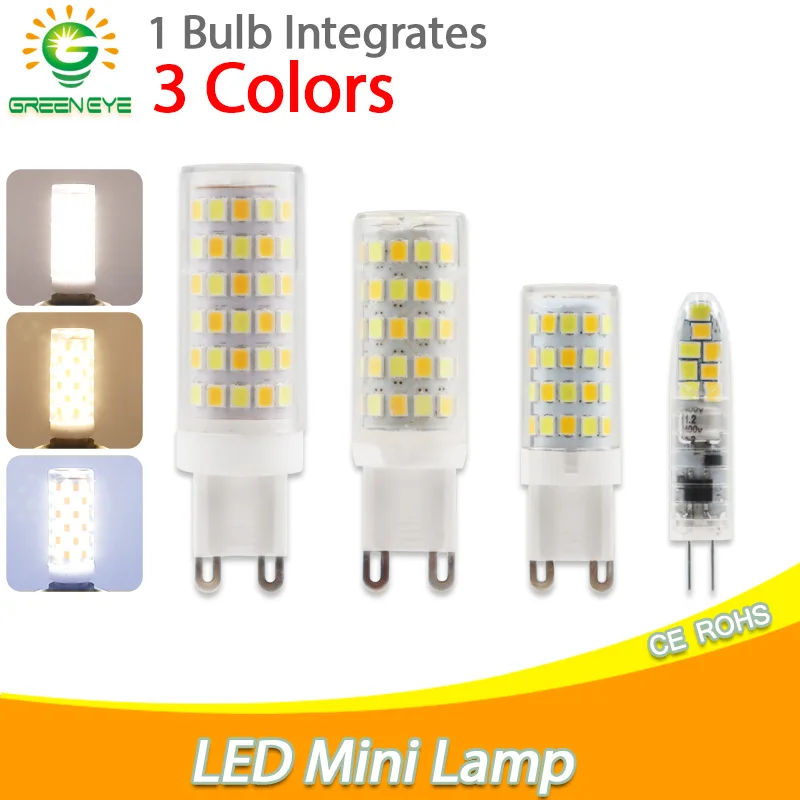 

LED G4 G9 Bulb 3W 5W 7W 9W 12W AC85-265V 2835 SMD Three-Colour Change LED Lamp Spotlight Chandelier Light Replace Halogen Lamp