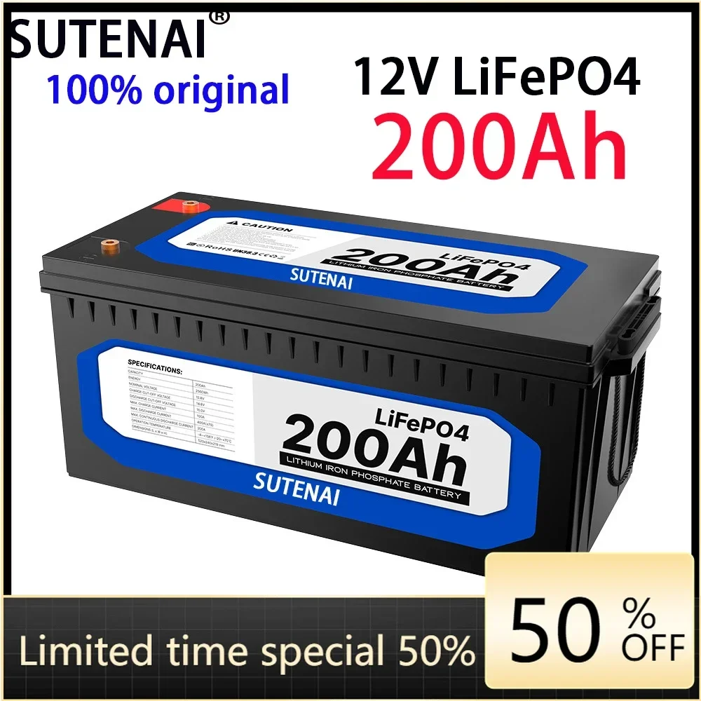 12V 200Ah LiFePO4 Battery Built-in BMS Lithium Iron Phosphate Cell For RV Campers Golf Cart Off-Road Off-Grid Solar With Charger
12V 200Ah LiFePO4 Battery Built-in BMS Lithium Iron Phosphate Cell For RV Campers Golf Cart Off-Road Off-Grid Solar With Charger