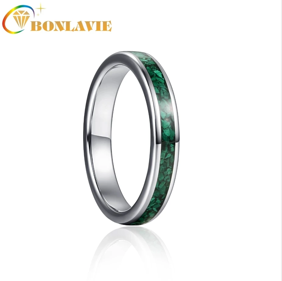BONLAVIE 4mm Tungsten Carbide Ring Steel Color Inlaid Green Malachite Ring Women Wedding Jewelry Engagement
BONLAVIE 4mm Tungsten Carbide Ring Steel Color Inlaid Green Malachite Ring Women Wedding Jewelry Engagement