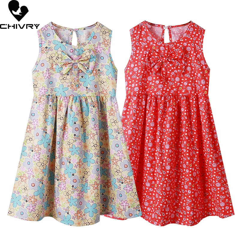Summer New 2022 Girls Dresses Kids Baby Girls Sleeveless O-neck Floral Print Princess Dress Flower Bow A-line Sundress Dresses 
Summer New 2022 Girls Dresses Kids Baby Girls Sleeveless O-neck Floral Print Princess Dress Flower Bow A-line Sundress Dresses