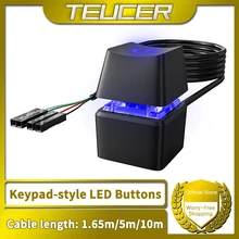 TEUCER 1.65/5/10m LED Lights Computer Desktop Switch PC Motherboard External Start Power Button Extension Cable for Home Office