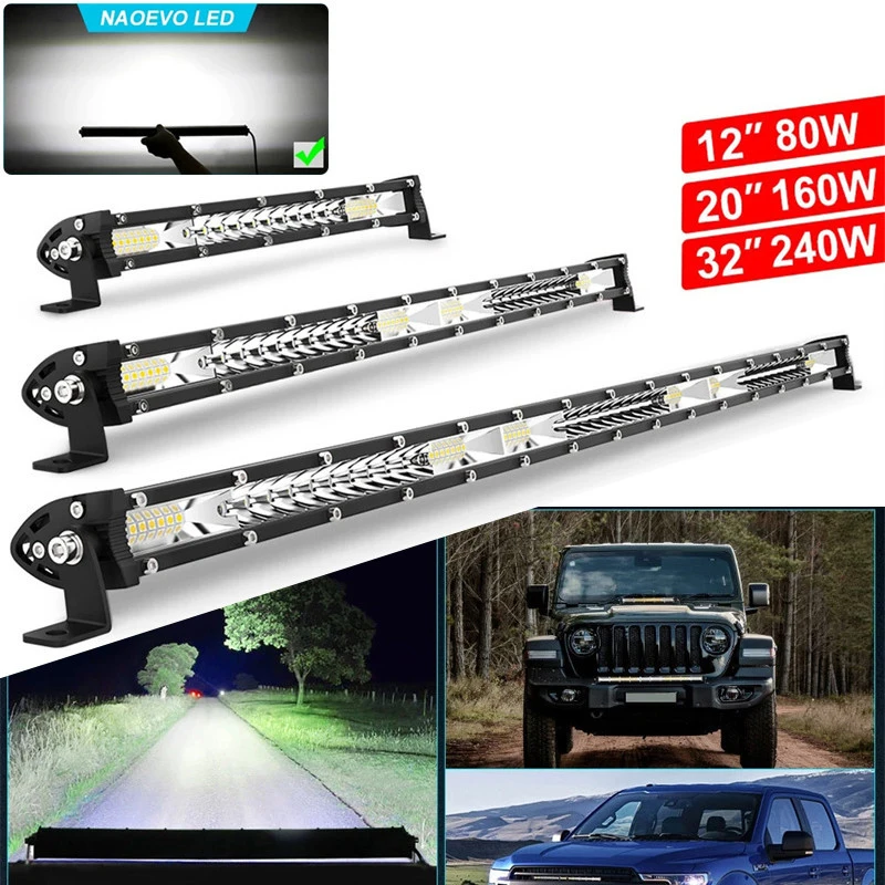 Led Work Light Bar 12'' 20'' 32 Inch Super Slim Offroad 12V 80W 160W 240W Spot Flood Barra For Car 4x4 Truck 4WD ATV Fog Lamps
Led Work Light Bar 12'' 20'' 32 Inch Super Slim Offroad 12V 80W 160W 240W Spot Flood Barra For Car 4x4 Truck 4WD ATV Fog Lamps