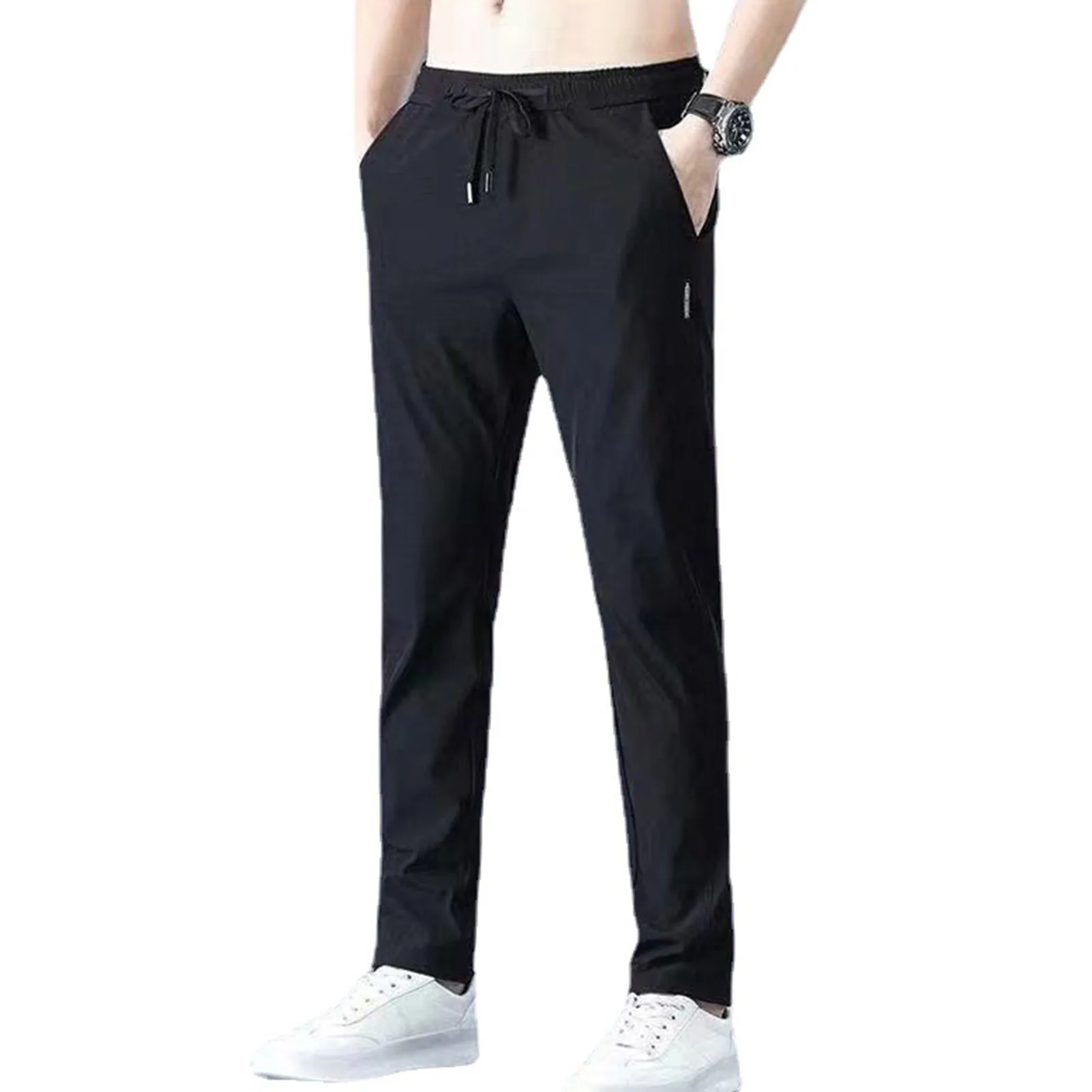 

Ice Silk Athletic Pants with Durable Elasticated Waistband for Father Son Boyfriend Friends B88
