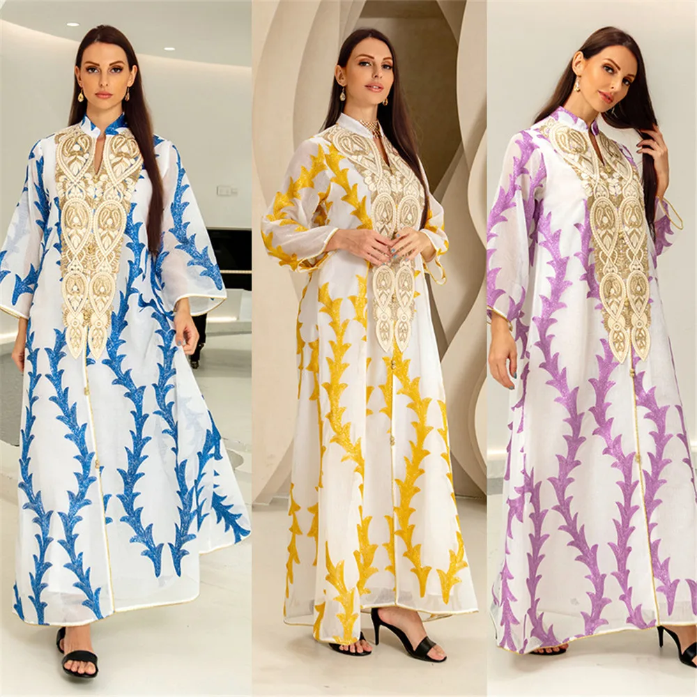 Embroidered Abaya Muslim Women Vintage Maxi Dress Dubai Turkey Kaftan Islamic Clothing Saudi Arabic Robe Party Gown Gown Jilbab
Embroidered Abaya Muslim Women Vintage Maxi Dress Dubai Turkey Kaftan Islamic Clothing Saudi Arabic Robe Party Gown Gown Jilbab