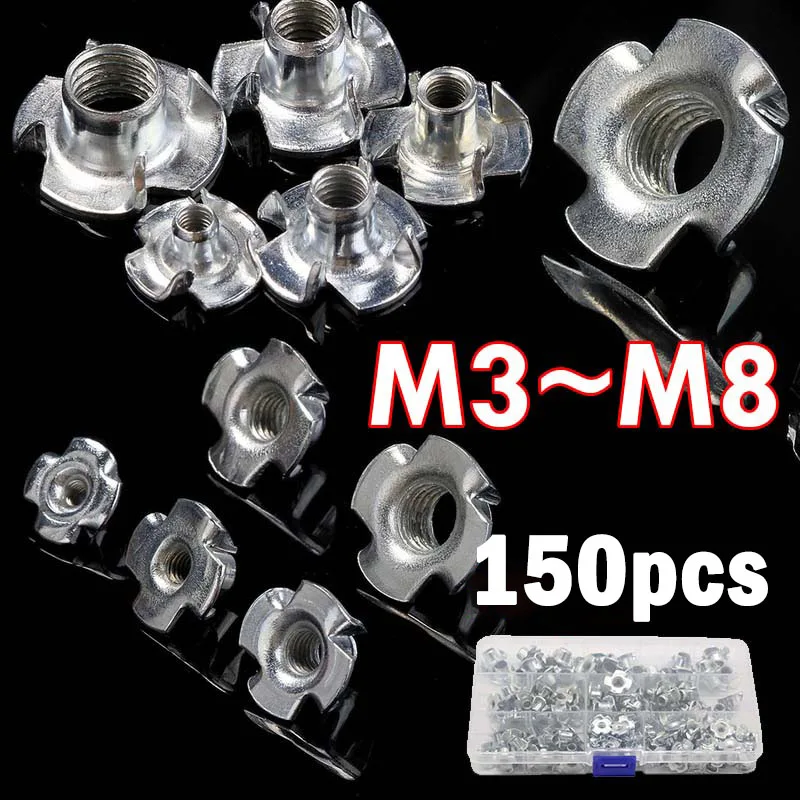150CS/Set M3/M4/M5/M6/M8 T Nuts Carbon Steel Four Pronged T NutsBlind Inserts Nut Wooding Furniture Home Improvement Tools
150CS/Set M3/M4/M5/M6/M8 T Nuts Carbon Steel Four Pronged T NutsBlind Inserts Nut Wooding Furniture Home Improvement Tools
