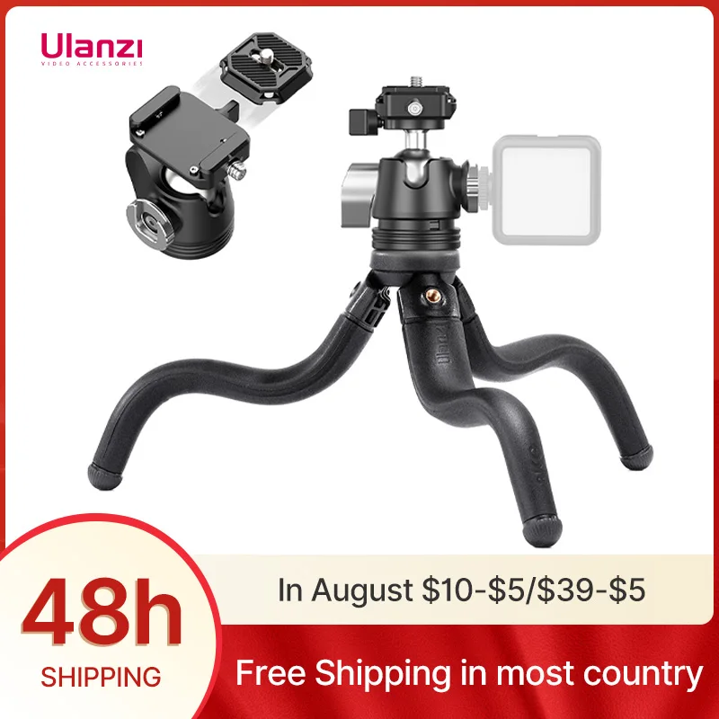 

Ulanzi MT-68 Flexible Tripod with Ballhead for Camera DSLR F38 Quick Release Camera Holder 3KG Max Load Cold Shoe 1/4 Screw