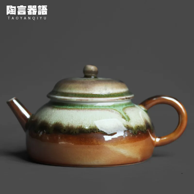 Burn wood, fire, spot flow glaze, hand-held flat teapot, hand made retro ceramic, small tea brewing pot, coffee wine kettle
Burn wood, fire, spot flow glaze, hand-held flat teapot, hand made retro ceramic, small tea brewing pot, coffee wine kettle