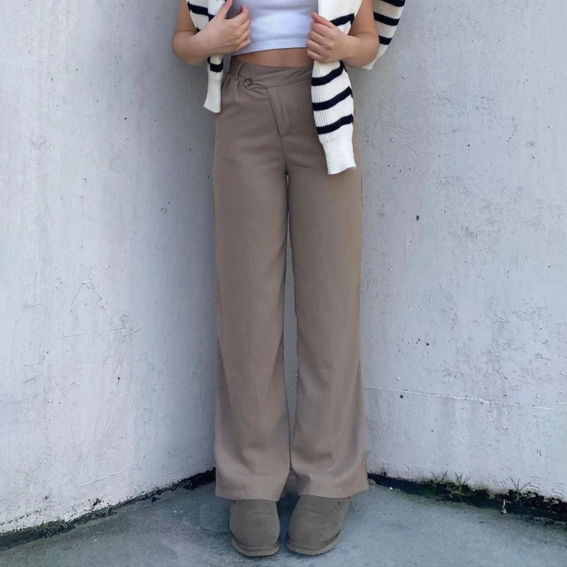 WeiYao Khaki Solid Casual Loose Straight Pants Woman Irregular High Waist Black Joggers Sweatpants Gray Office Korean Trousers
WeiYao Khaki Solid Casual Loose Straight Pants Woman Irregular High Waist Black Joggers Sweatpants Gray Office Korean Trousers