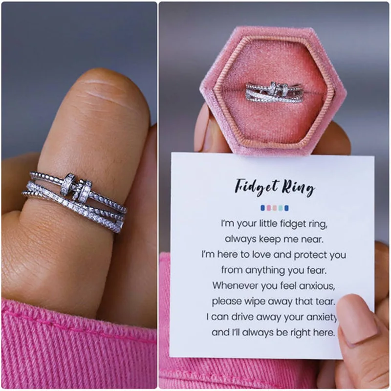 925 Sterling Silver Anxiety Ring Adjustable Fidget Spinner Ring Anti Stress Relief Finger Ring Jewelry For Women Men Rings Gift
925 Sterling Silver Anxiety Ring Adjustable Fidget Spinner Ring Anti Stress Relief Finger Ring Jewelry For Women Men Rings Gift