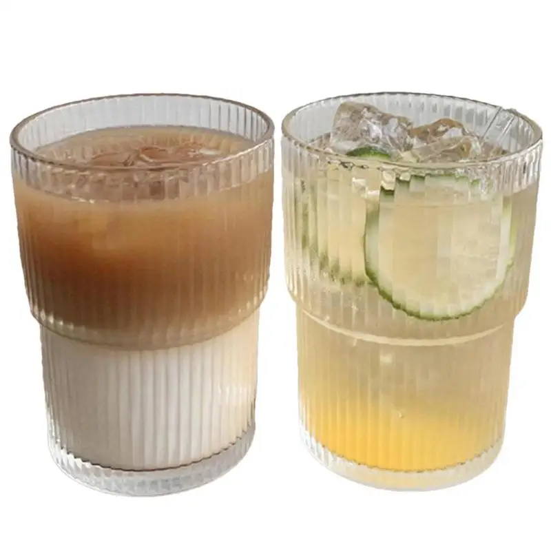 Simple Stripe Coffee Glass Cup Transparent Bubble Tea Cup Juice Glass Milk Mocha Cups Breakfast Mug Anti Slip Kitchen Supplies
Simple Stripe Coffee Glass Cup Transparent Bubble Tea Cup Juice Glass Milk Mocha Cups Breakfast Mug Anti Slip Kitchen Supplies